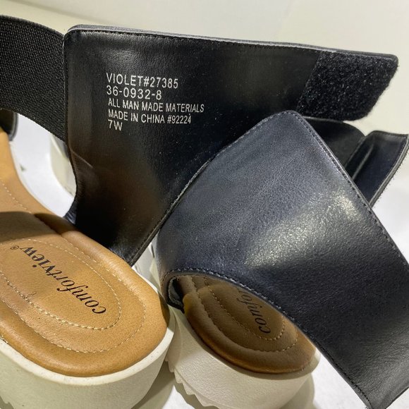 COMFORTVIEW Violet Sandal, Black, Size 7 W - Picture 7 of 10